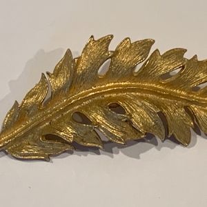 Coro Textured Gold Tone Leaf 1961 Vintage Jewelry
